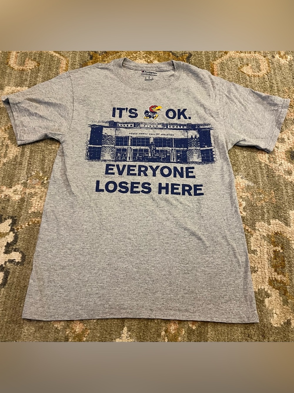 Kansas Jayhawks Champion Everyone Loses Shirt Men’s Size Small Color Grey